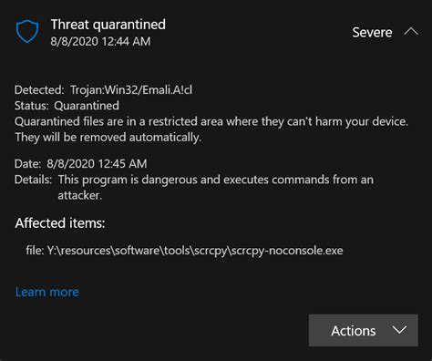Windows defender trojan active